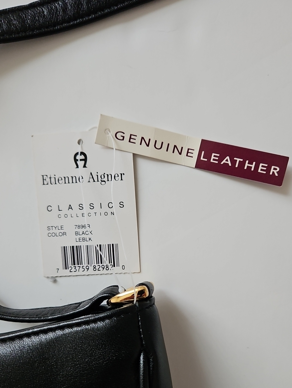 Etienne Aigner NWT Black Leather Shoulder Bag Goldtone Hardware - Picture 2 of 11